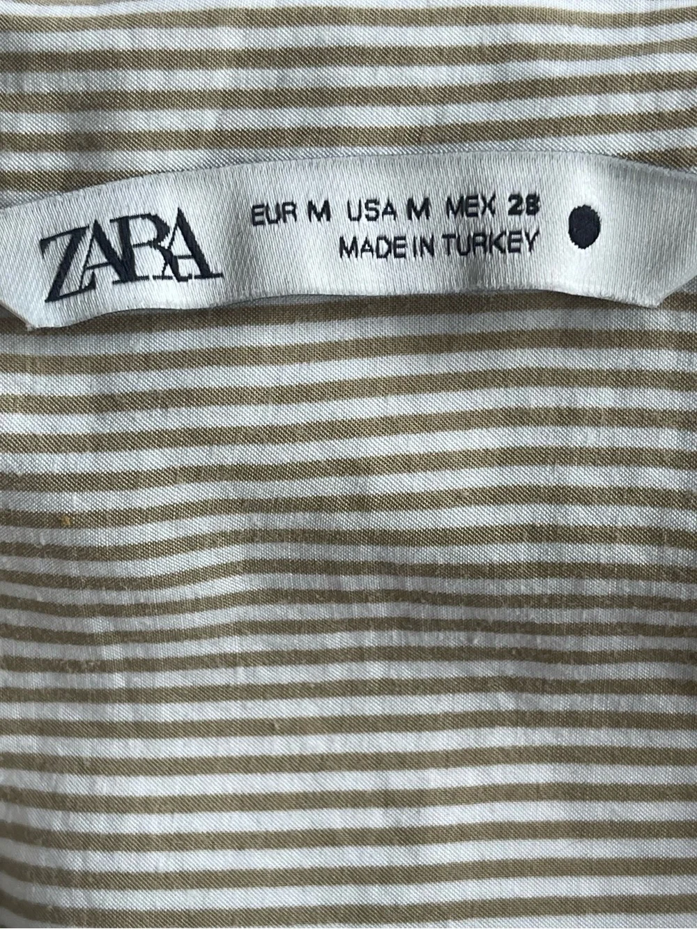 ZARA Beige & White Striped Popover Blouse | Relaxed/ Boho Chic Size Medium - Picture 5 of 8